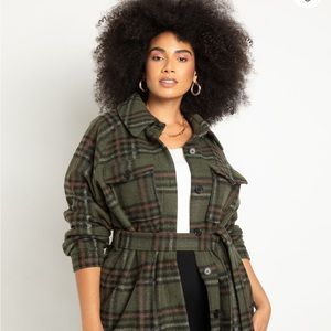 Eloquii Plaid Shacket Coat NWOTs